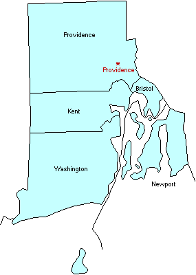 Rhode Island County Outline Map.